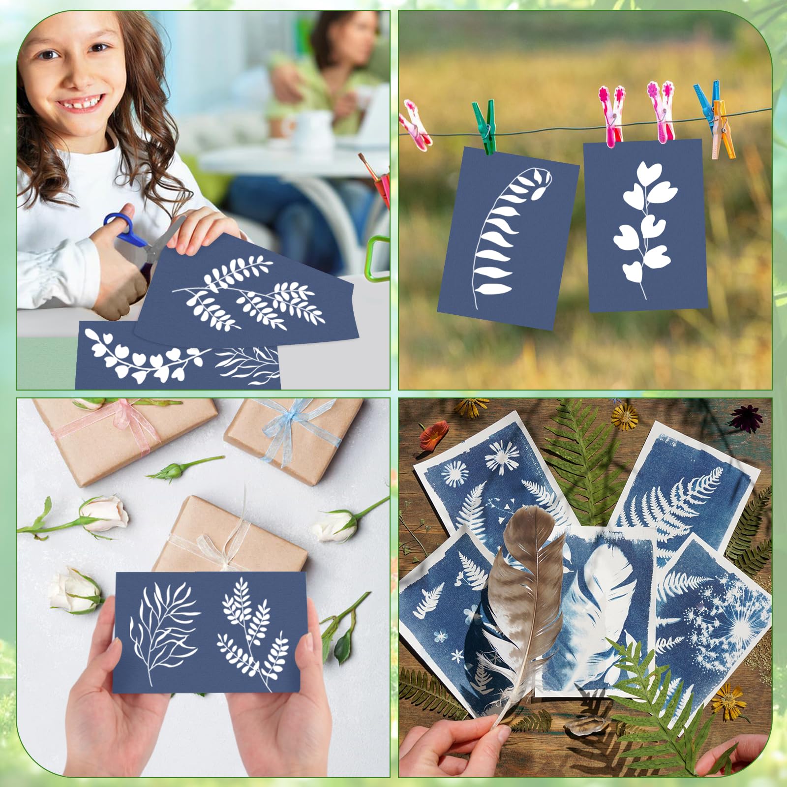 Set di 36 carta cianotipo A6, carta da stampa solare con piastra acrilica cianotipa, kit Sunprint ad alta sensibilità, kit cianotipo per bambini e adulti fai da te
