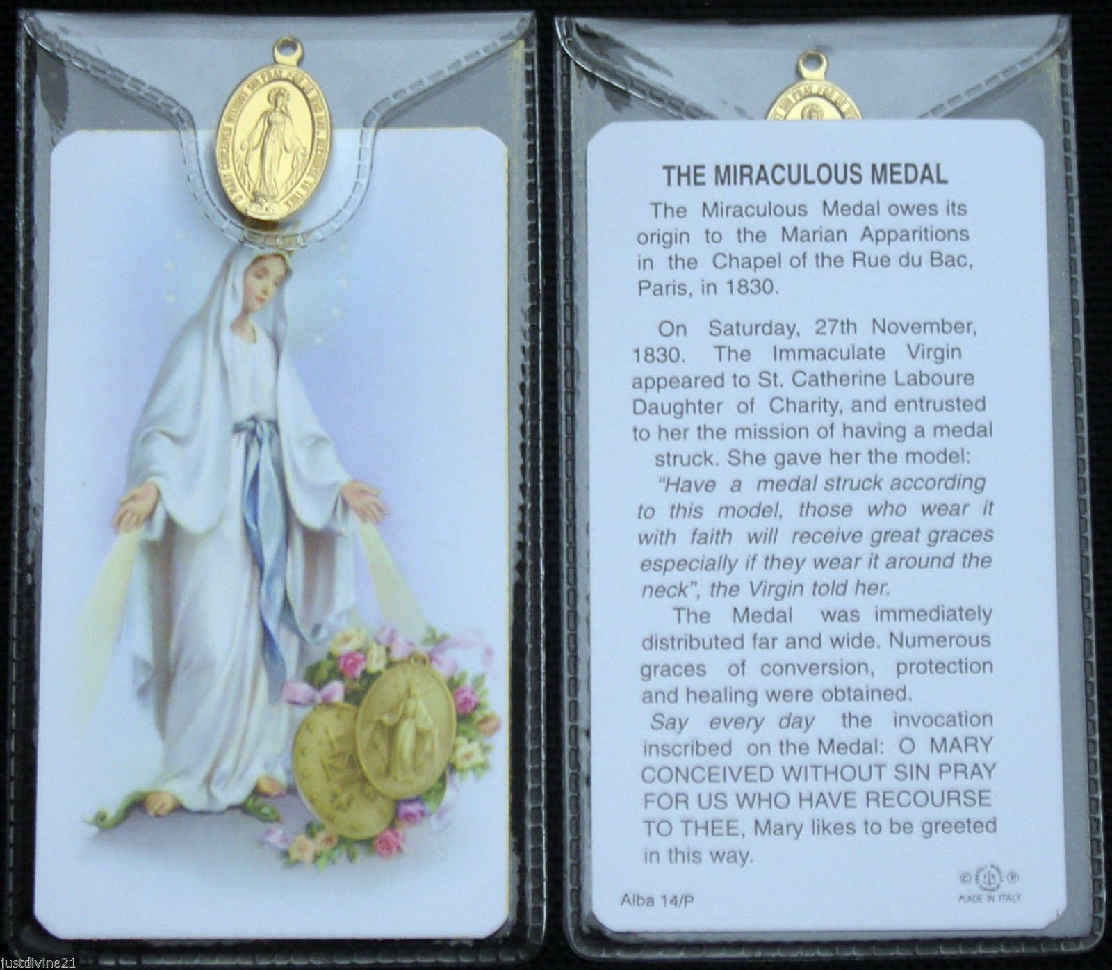 Miraculous Medal ~ Prayer Card and Medal