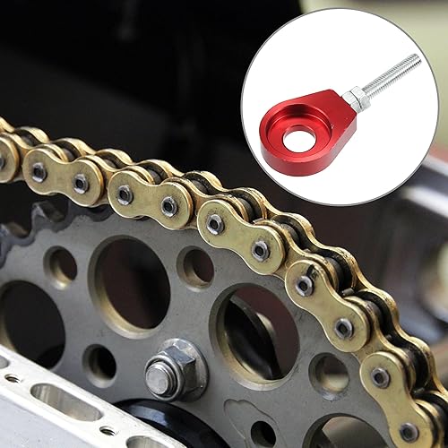 Miniatura 9 de X AUTOHAUX 4 tensores universales de eje de cadena de metal de 0.472in de diámetro para motocicleta, color morado y plateado