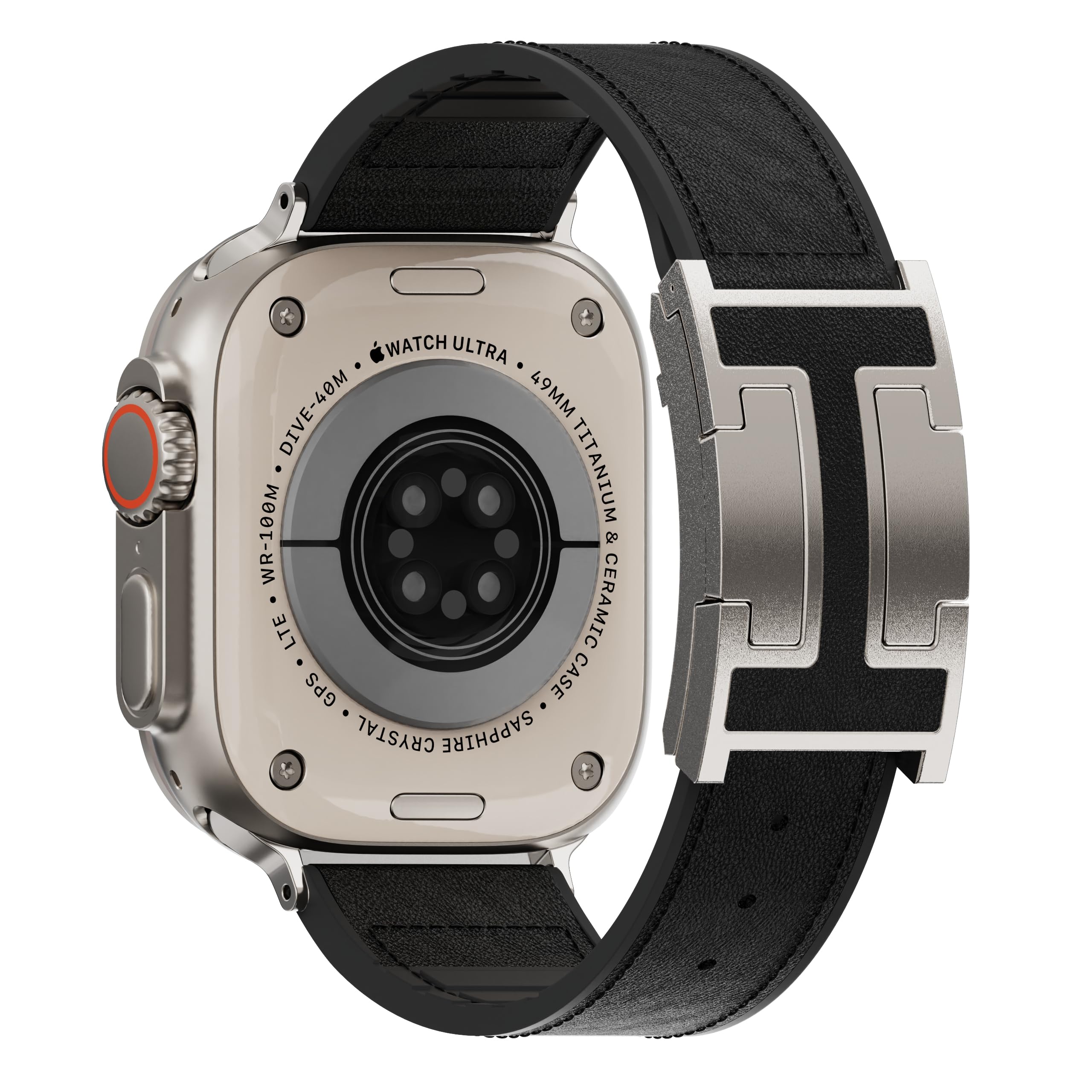 Magnetic Leather Band Compatible with Apple Watch Ultra, SE & Series 10-1 (49mm/46mm/45mm/44mm/42mm/41mm/40mm/38mm), Soft Silicone & Leather Patchwork