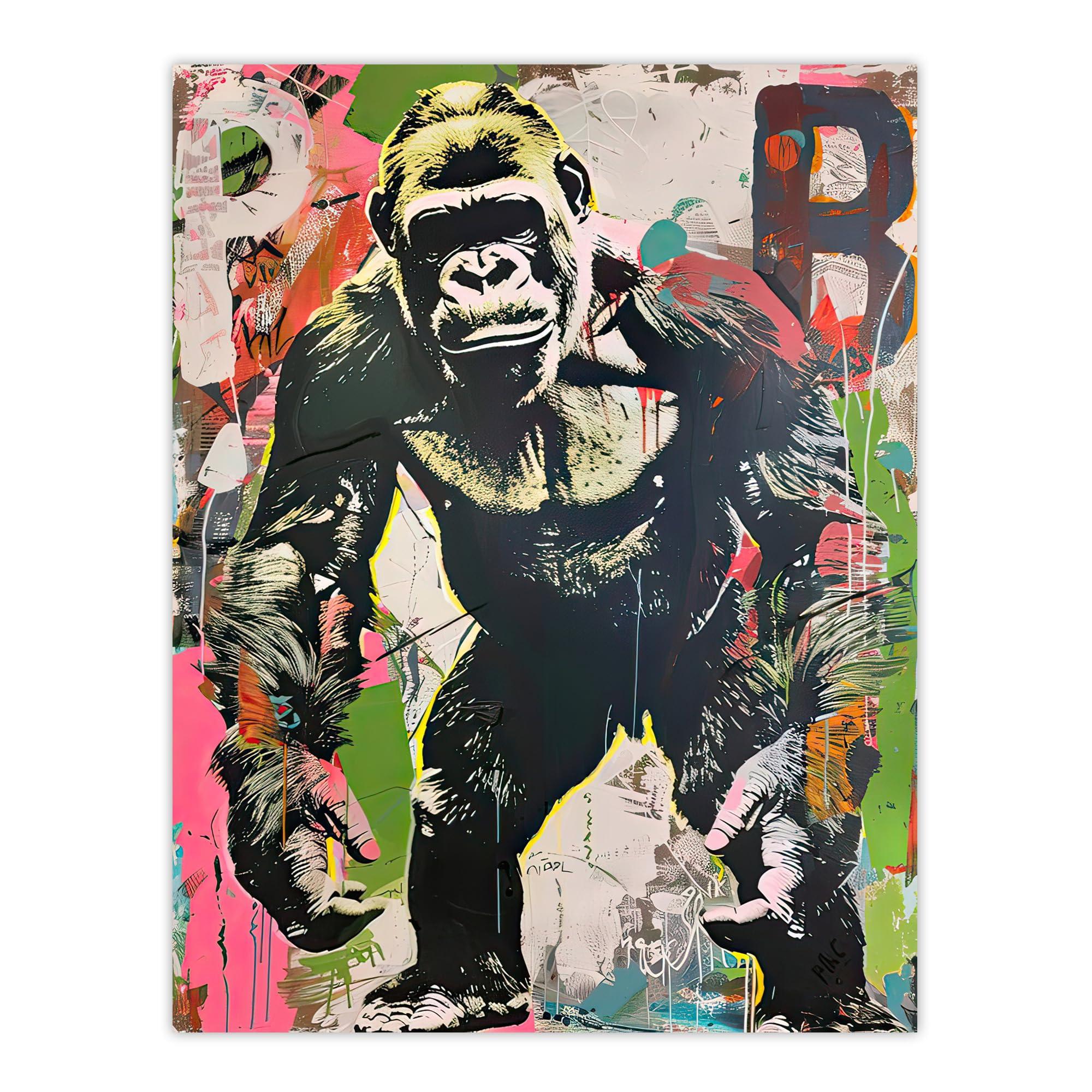 Artery8 Standing Gorilla Street Graffiti Artwork Modern Living Room Extra Large XL Wall Art Poster Print