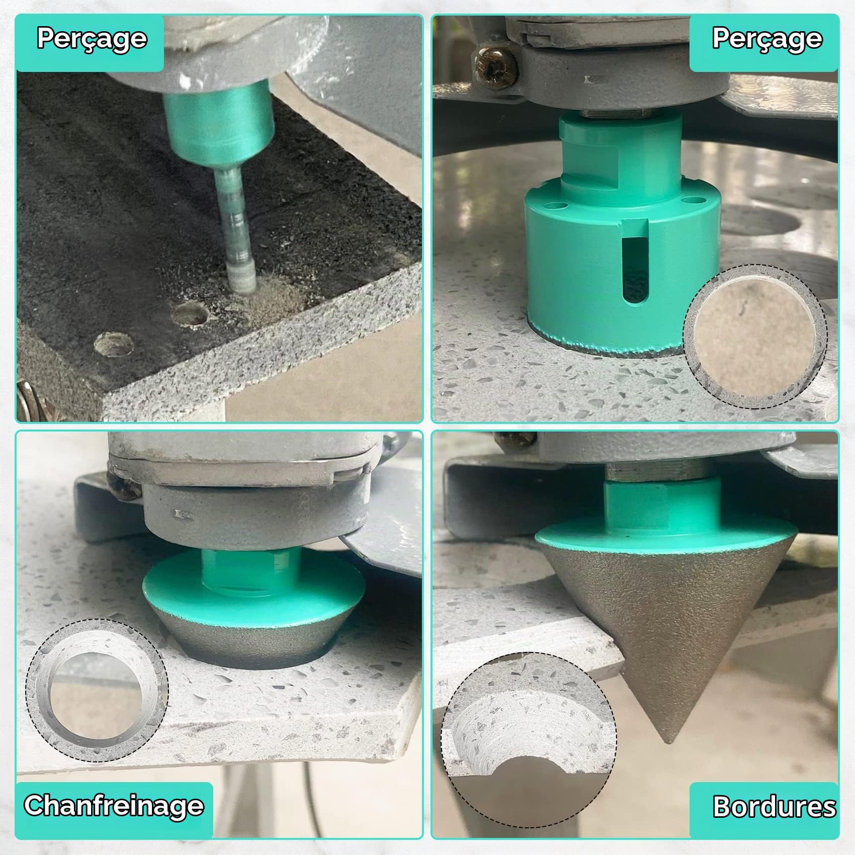 Diamant Scie Cloche Carrelage - 8pcs (6/6/20/25/35/50mm+50mm Forets Chanfreinés+Adaptateur) Trépan Diamant pour Porcelaine Céramique Carrelage Granit Marbre