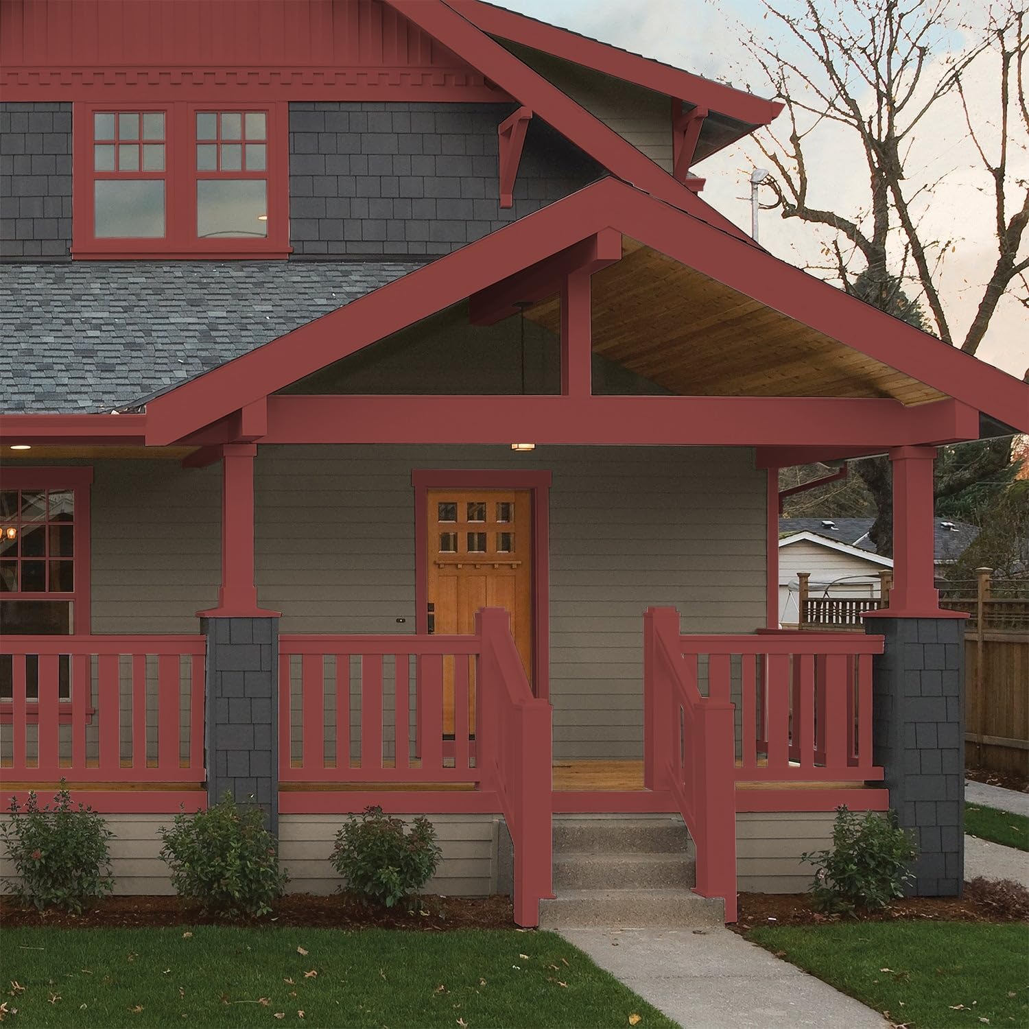 Glidden Total 1 gal. Brick Dust/Red Semi-Gloss Exterior Paint with Primer
