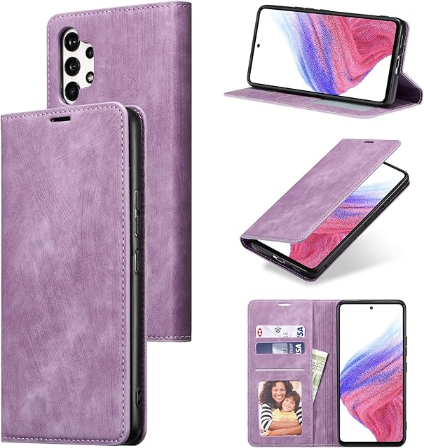 ZTOFERA Flip Wallet Case for Samsung Galaxy A53 5G, Premium PU Leather Folio Book Case with Card Holder Magnetic Closure Stand View Soft TPU Inner Shell Protective Phone Cover, Purple