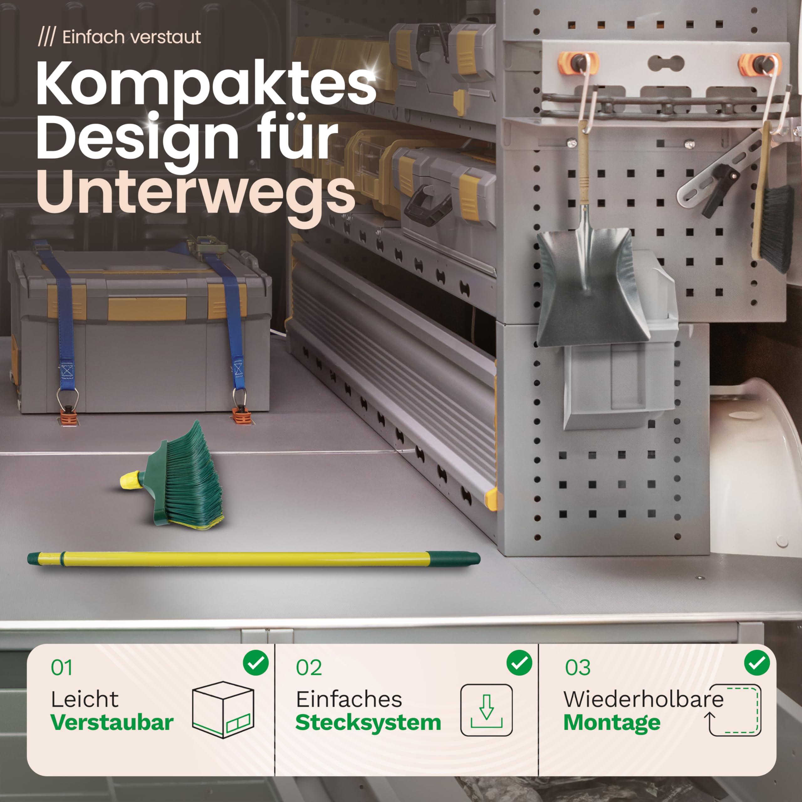 Krallenbesen Set 40 cm Kunststoff mit Teleskopstiel Kehrgarnitur gebogenen Borsten Gartenbesen Straßenbesen Kehrbesen (Besen + Kehrschaufel Set Krallenhandfeger, 40 cm)