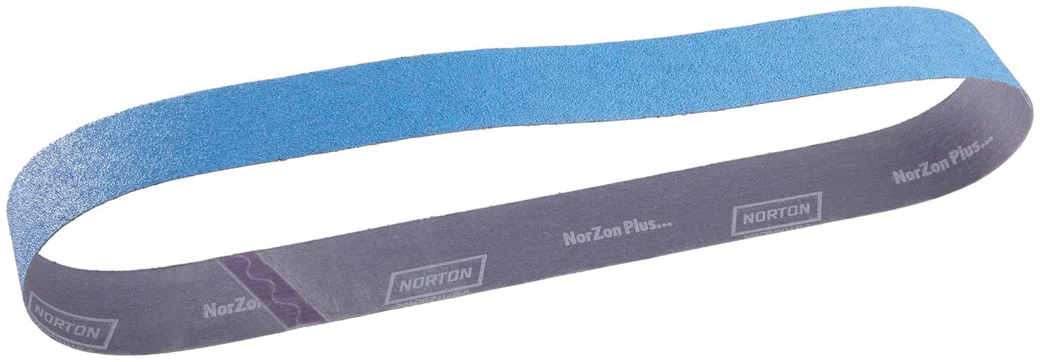 Norton BlueFire R821P Benchstand Abrasive Belt, Cotton Backing, Zirconia Alumina, 2-1/2" Width, 60" Length, Grit 36 (Pack of 10)