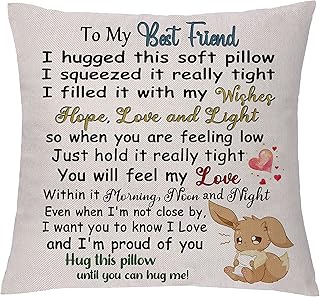 Secoawst Hug Cushion Covers Birthday Gift Men Boys Good Friend Pillow Case Accompany Graduation Present Inspirational Keepsake Christmas Hug This Pillow Until You Can Hug Me (Best Friend)