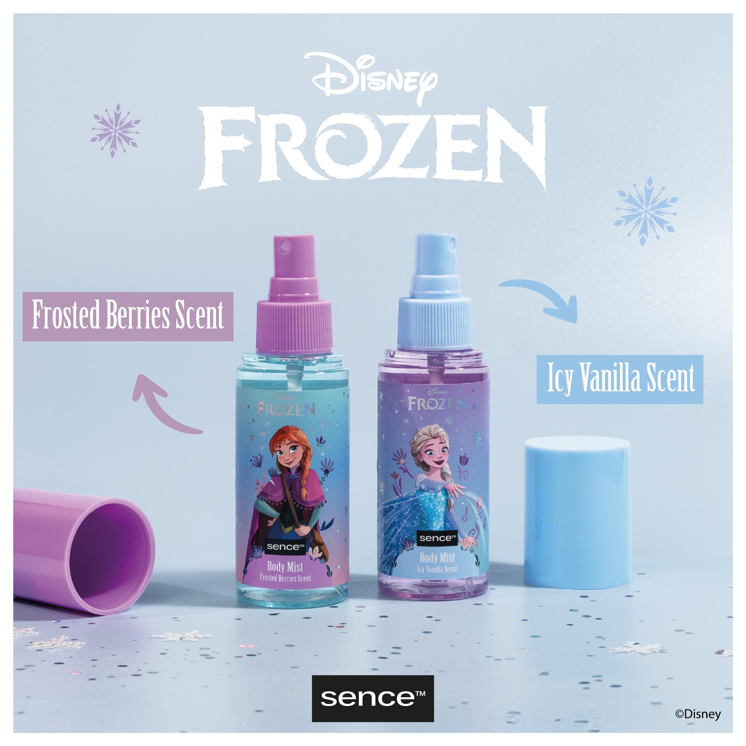 Disney Frozen Elsa & Anna Parfum spray do ciała Icy Vanilla, Vegan Beauty Body Mist, zapach pomysł na prezent, waniliowy spray do ciała Sence (1 x 100 ml)