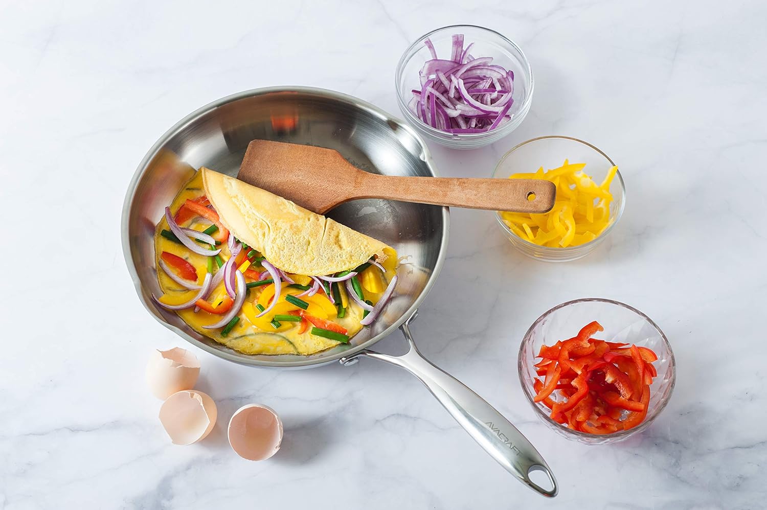 AVACRAFT 18/10 Stainless Steel Frying Pan with Lid and Side Spouts, Induction Compatible Stainless Steel Skillet Frying Pan with Lid, Cooking Pan (Tri-Ply Capsule Bottom, 10 Inch) : Home & Kitchen