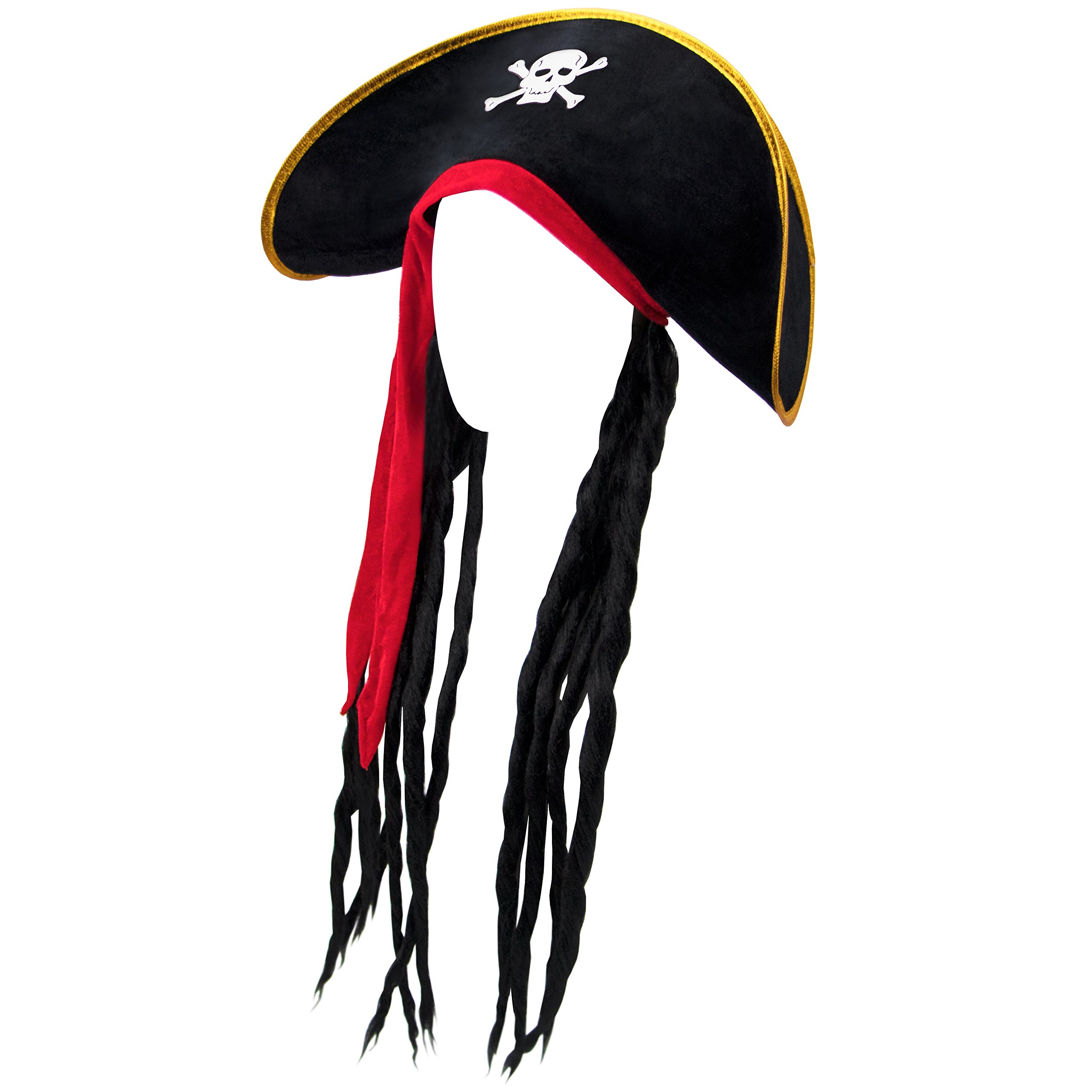 IMG Child's One Size Fits Most Pirate Hat with Dreadlocks - Great for Halloween or Pretend Play! Black