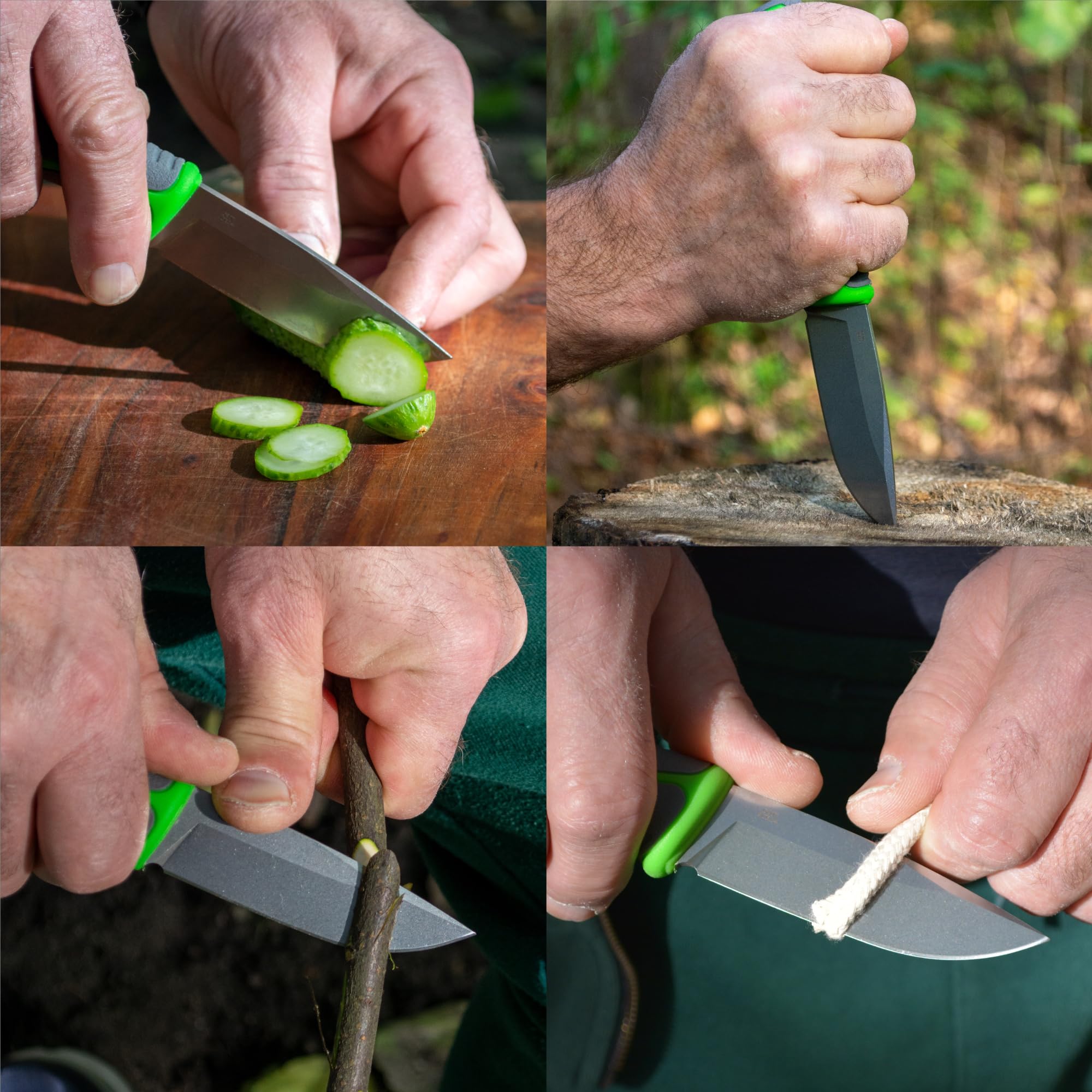 Ganzo G807-GY Cuchillo de hoja fija 9CR14 Acero inoxidable Mango ergonómico Camping Caza Pesca EDC Gris