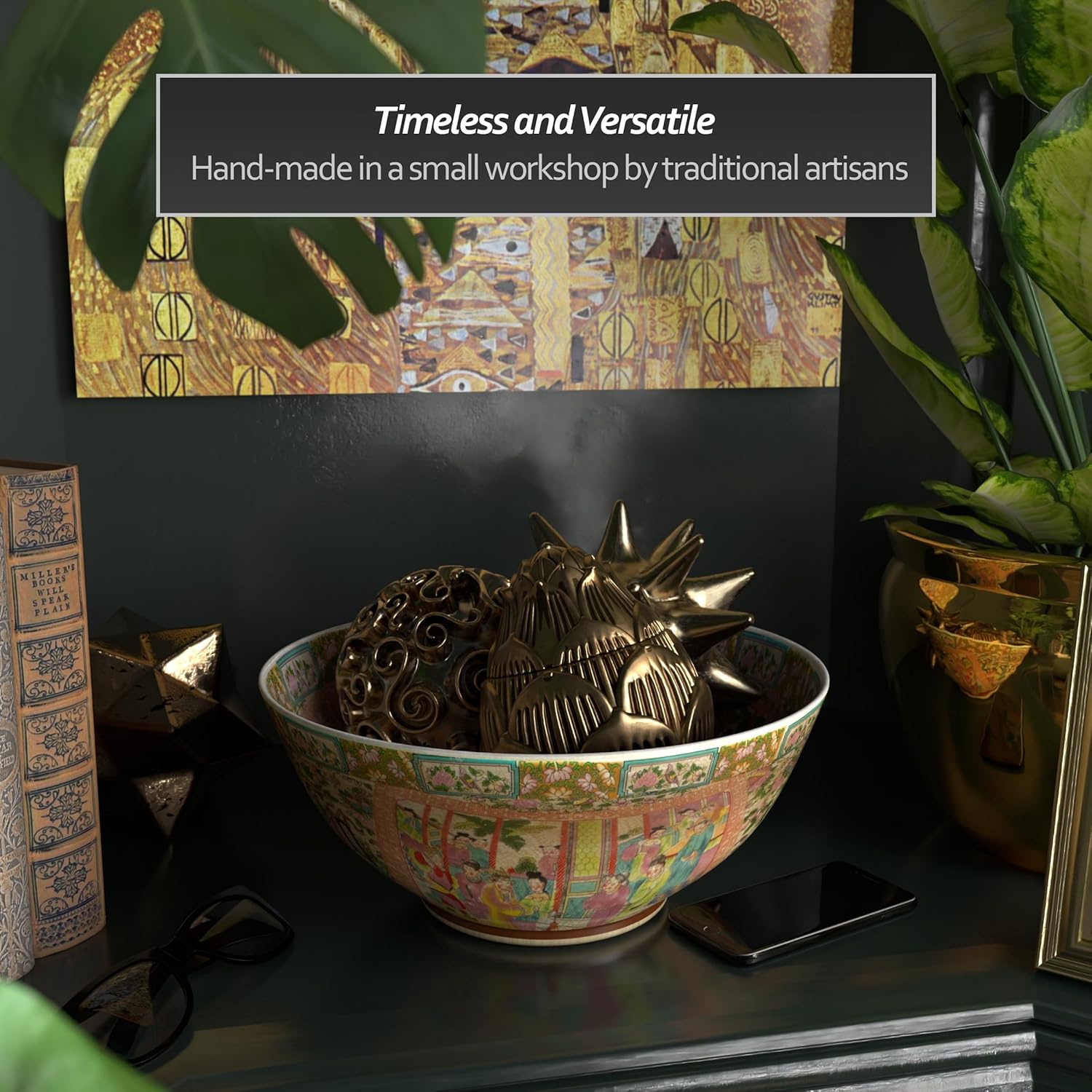 Red Lantern Oriental Furniture 14" Rose Medallion Porcelain Bowl, Large, Multicolor