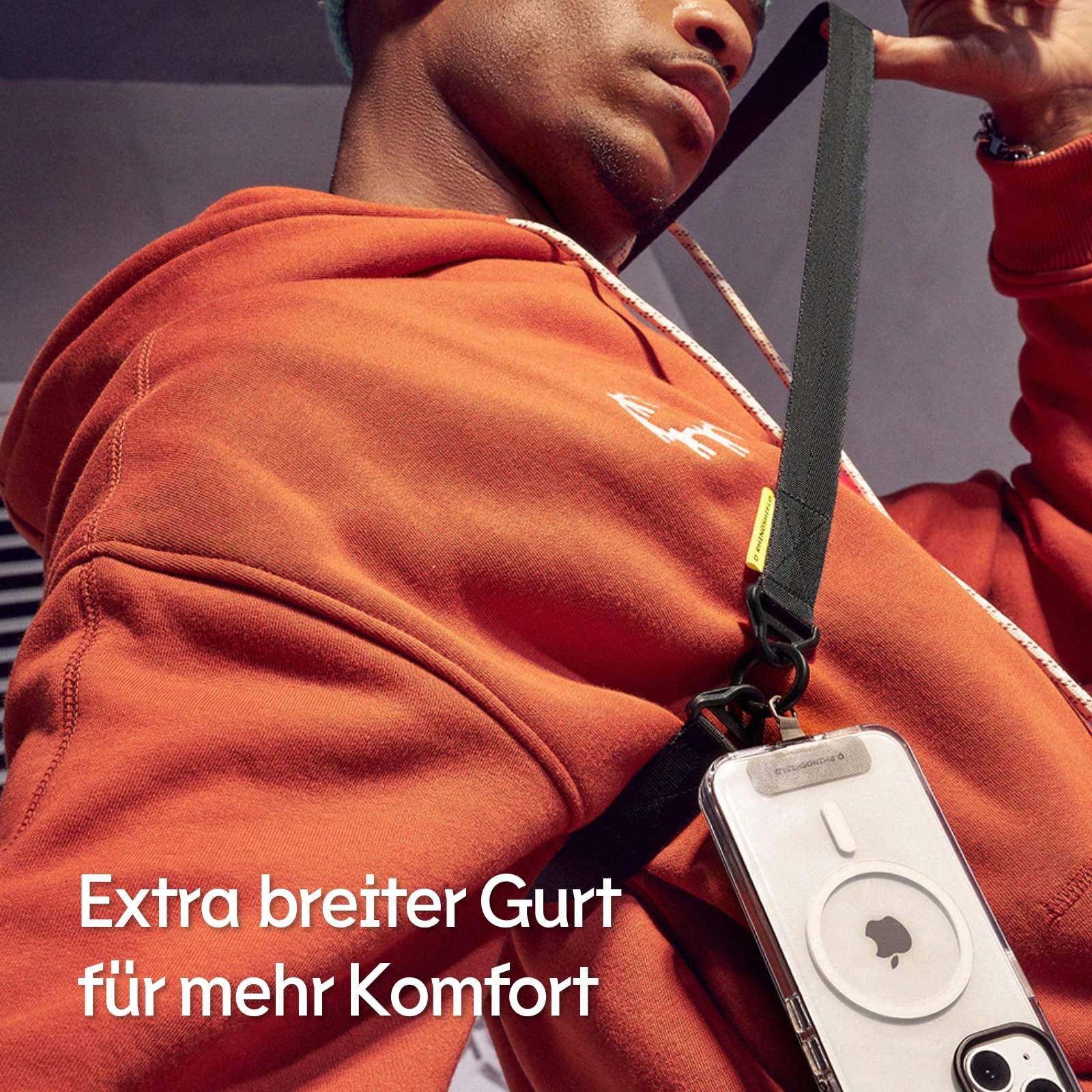 RHINOSHIELD Lanyard Gurtband | Magnetschnalle, verstellbare Länge, zusätzliche Schnallen zum Aufhängen von Zubehör wie Airpods, 25 mm Gurtband für maximalen Komfort (inklusive Adapter)