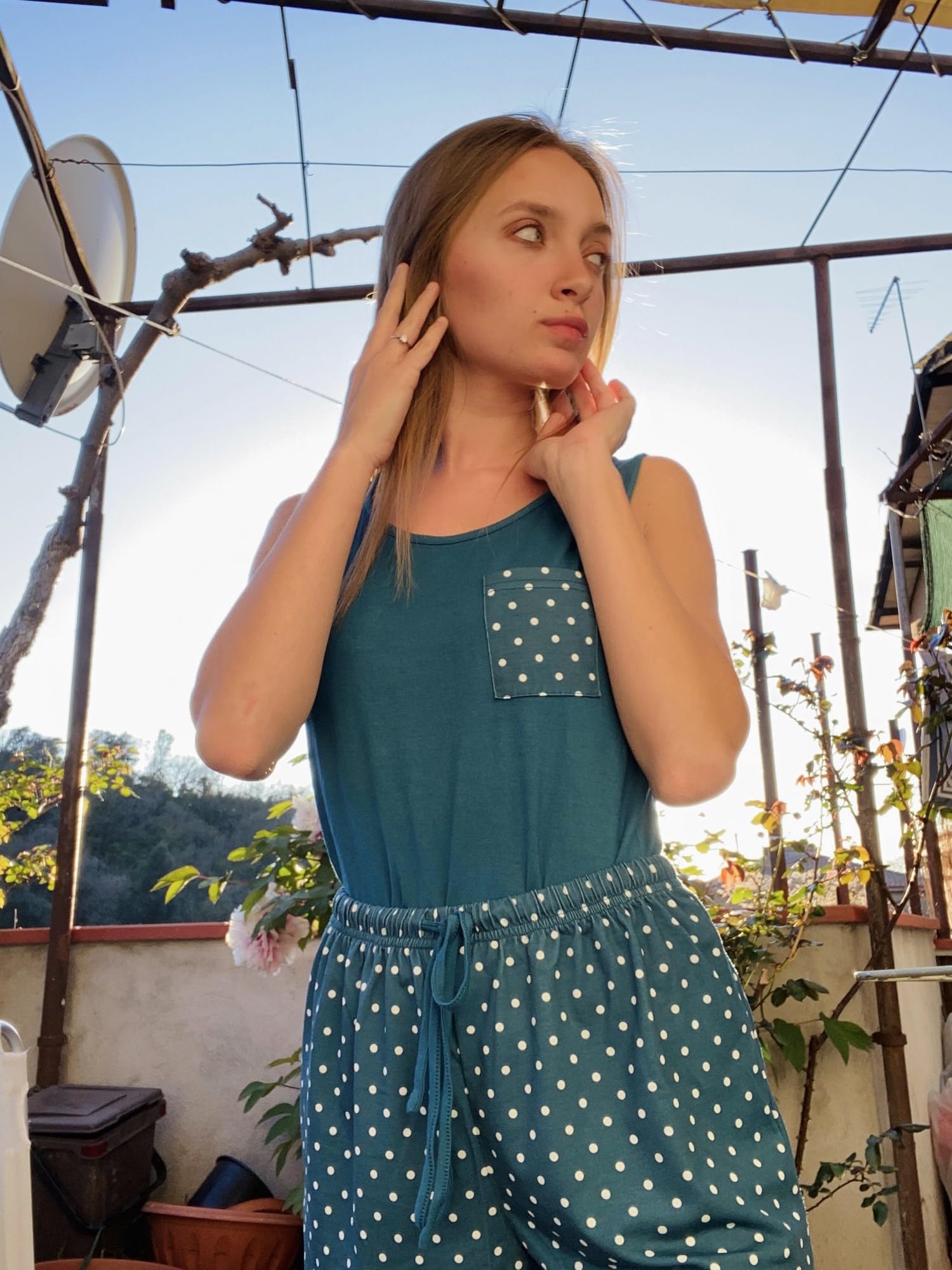 ADOME Pigiama Donna Estivo Corto Pigiami 2 Pezzi Camicia da Notte Pigiami da Donna Senza Maniche Comodo S-XXL