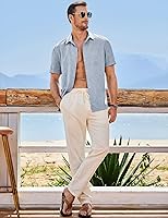 Vista 57 de JMIERR Camisas de vestir a rayas con botones y manga corta para hombre