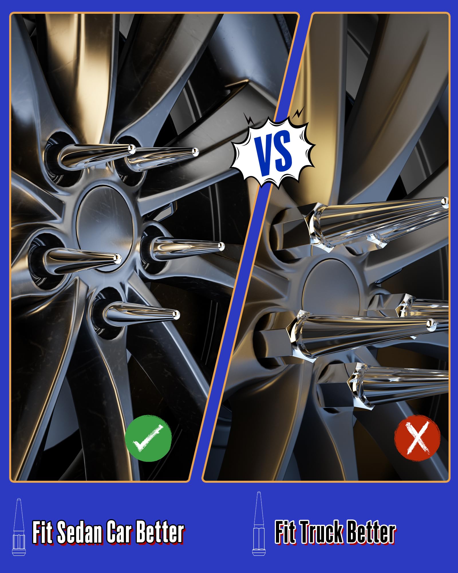 M12x15 Spike Lug Nuts For Toyota Camry Honda Civic