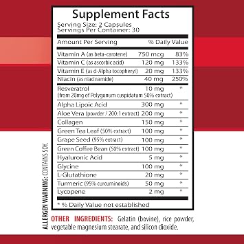 Vitamin E collagen - ANTI-WRINKLE COMPLEX - Skin minerals, Anti-aging natural formula, anti wrinkle capsules for face, serum anti wrinkle, alpha lipoic acid, anti wrinkle pills for women, 1B 60 Caps