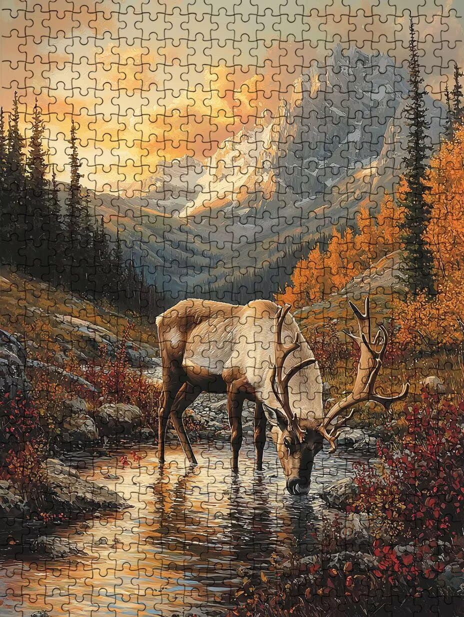 DX0YL0-594 puzzle ze stawem jelenia, 5000 elementów, trudne puzzle, klasyczne gry edukacyjne, zabawne zajęcia rodzinne, do dekoracji ścian domu, prezent