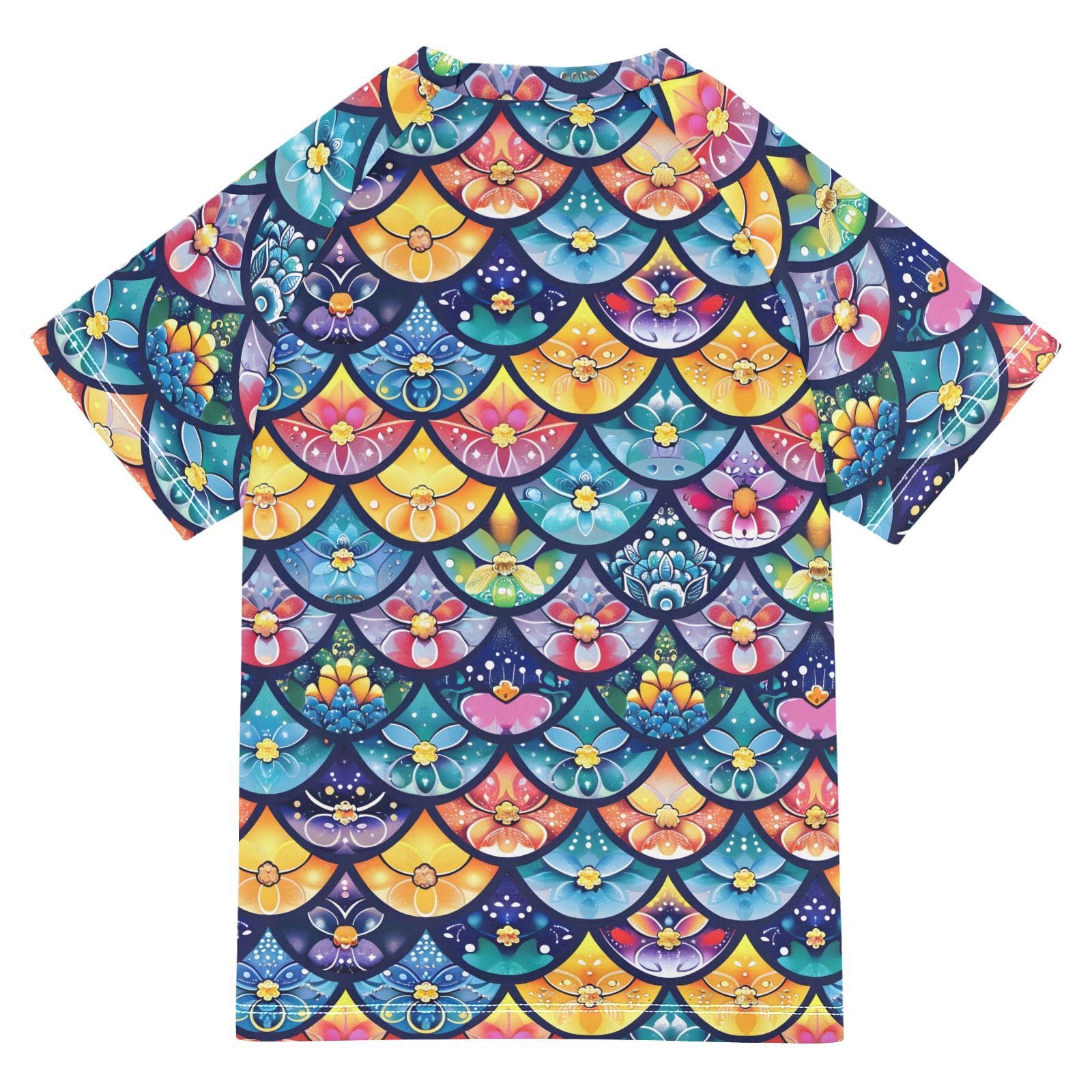 ALAZA Kids Rash Guard Toddler Swim Shirt Boy Girls Flower UPF 50+ Short Sleeve 4T