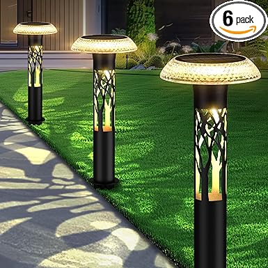 Large Solar Pathway Lights 6 Pack, 8 Modes Solar Lights Outdoor Landscape Lighting for Outside Path Walkway Driveway Sidewalk Patio Lawn Yard Garden Decor