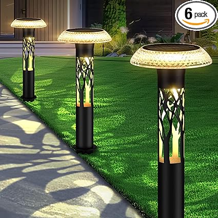 Large Solar Pathway Lights 6 Pack, 8 Modes Solar Lights Outdoor Landscape Lighting for Outside Path Walkway Driveway Sidewalk Patio Lawn Yard Garden Decor