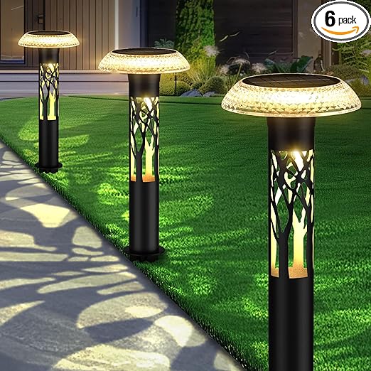 Large Solar Pathway Lights 6 Pack, 8 Modes Solar Lights Outdoor Landscape Lighting for Outside Path Walkway Driveway Sidewalk Patio Lawn Yard Garden Decor