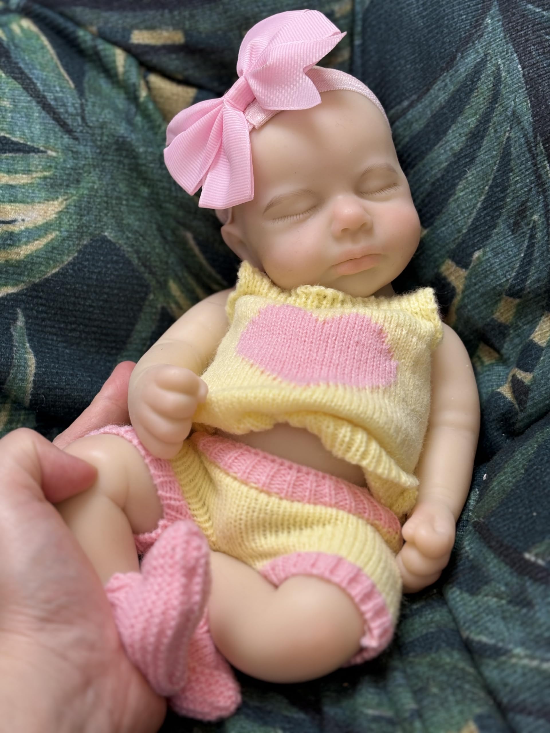 Abenduot Bambola del neonato realistica in silicone da 33 cm, bocca apribile, corpo intero, loulou, regalo per bambini
