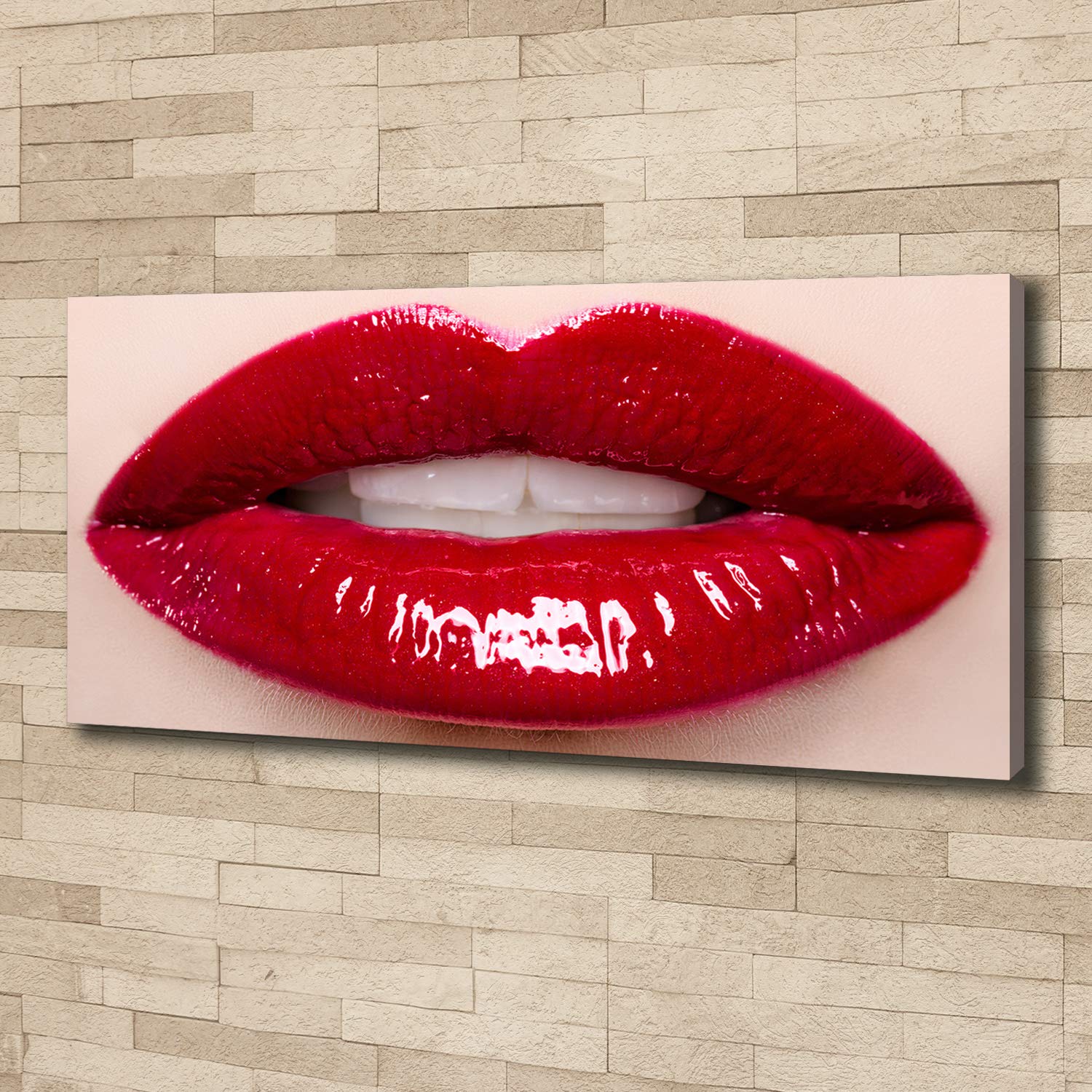 Tulup Tirages sur toile - art mural - tirages sur toile - thème d'image - 125x50 cm - Sensualité - Rouge - Lèvres Rouges