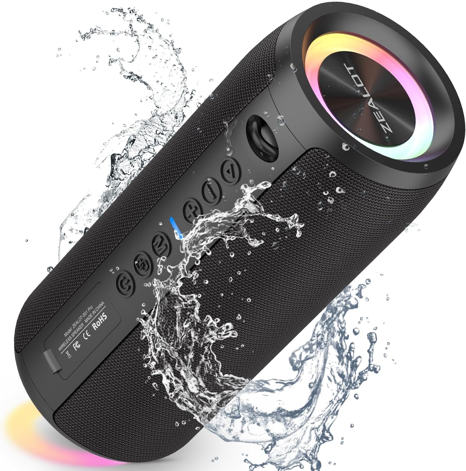 ZEALOT Bluetooth Speaker with Light Music Box Portable Blueooth Box 40 W Powerful Stereo Dual Pairing AUX Connection USB Micro SD / TF Bluetooth 5.2 and IPX6 Waterproof