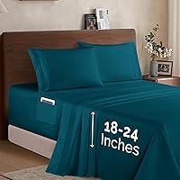 Vista 13 de Elegant Comfort - Juego de sábanas de 4 piezas de microfibra 1500, sábana bajera suave elástica de 18 a 24 pulgadas de profundidad, esquinas tipo