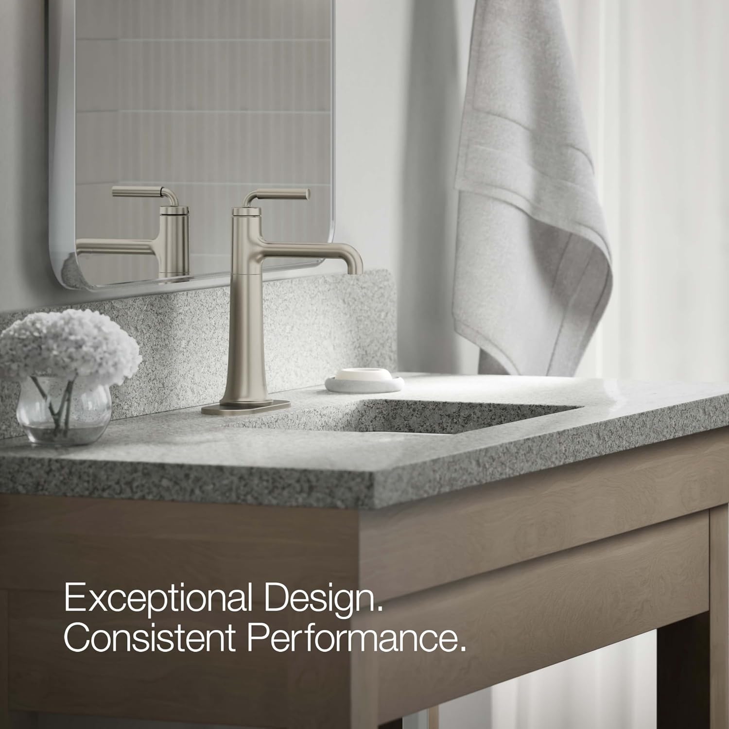 KOHLER 26437-4K-BN Tone K-26437-4K-BN ToneTall Single Handle Bathroom Sink Faucet, 1.0 GPM, Vibrant Brushed Nickel