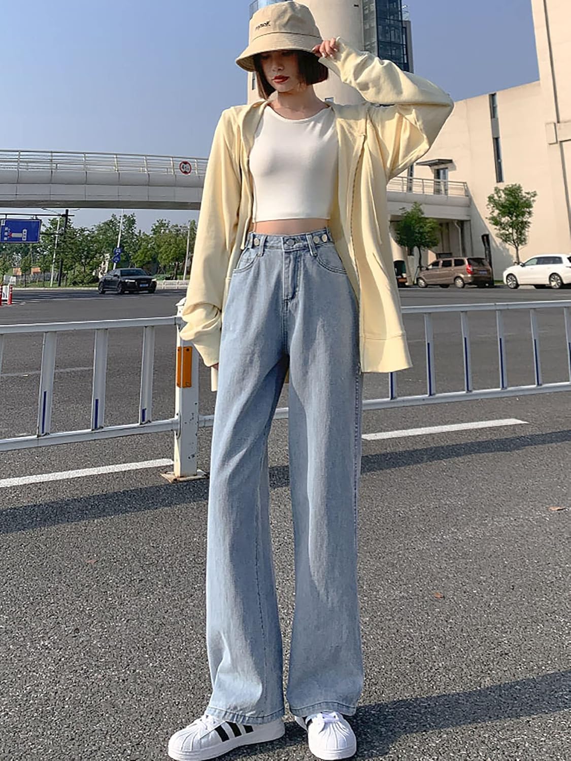 LQI Women's High Waist Baggy Boyfriend Jeans Distressed Wide Leg Denim Pants - Image 9