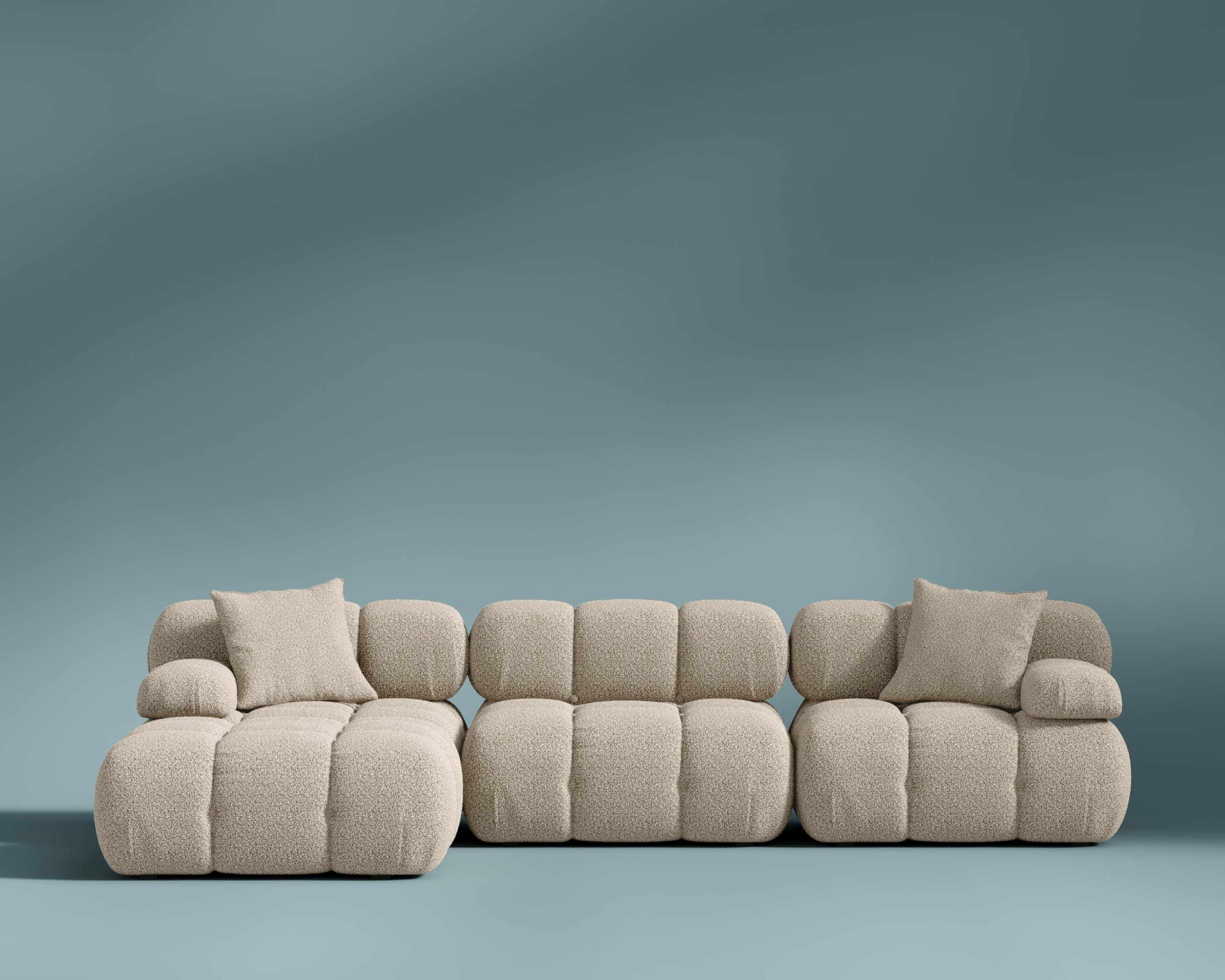 Amazon.com: ROVE LAB Marshbello Shearling Sectional Sofa, Almond