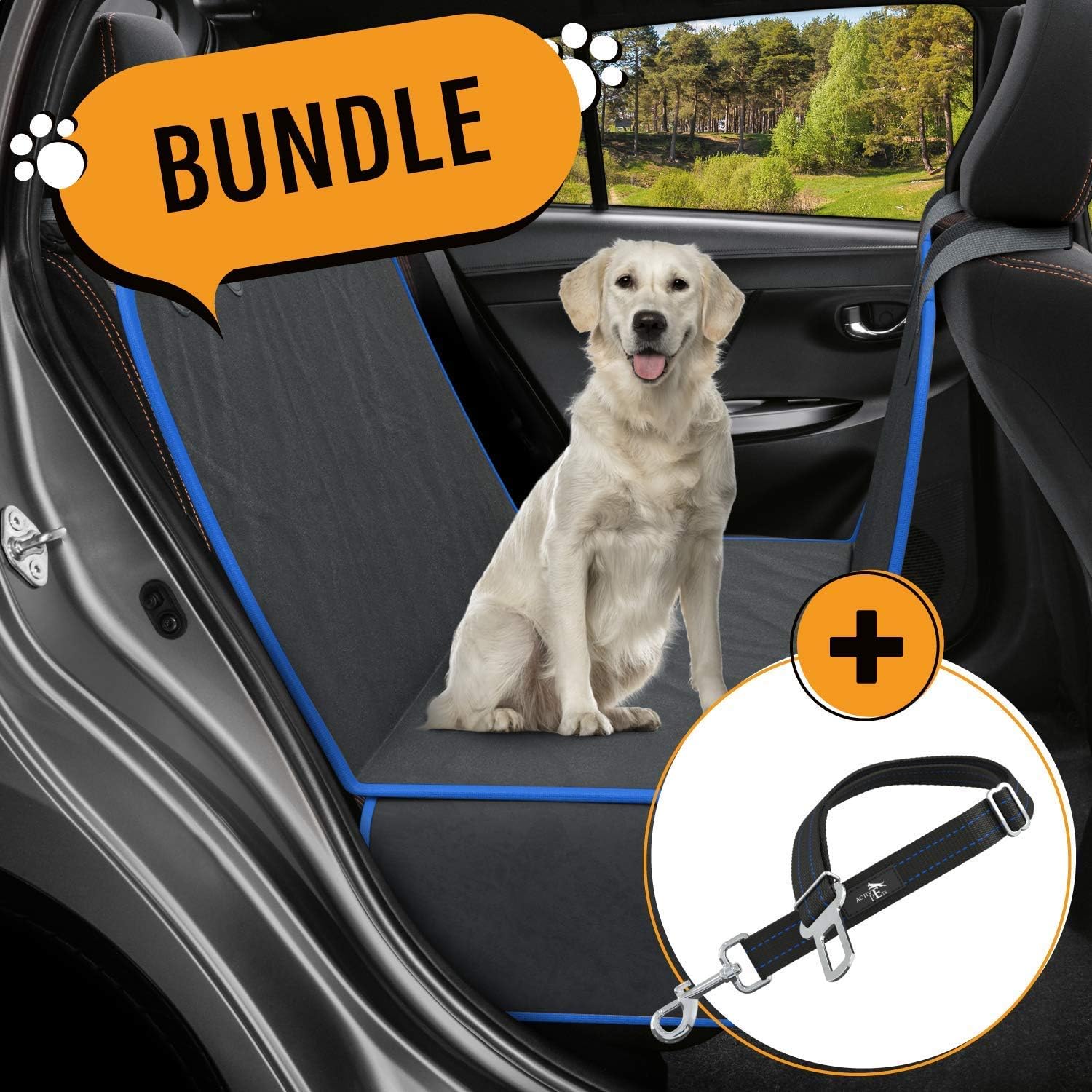 Active Pets Dog Seat Cover & Seat Belt for Your Best Friend - Blue