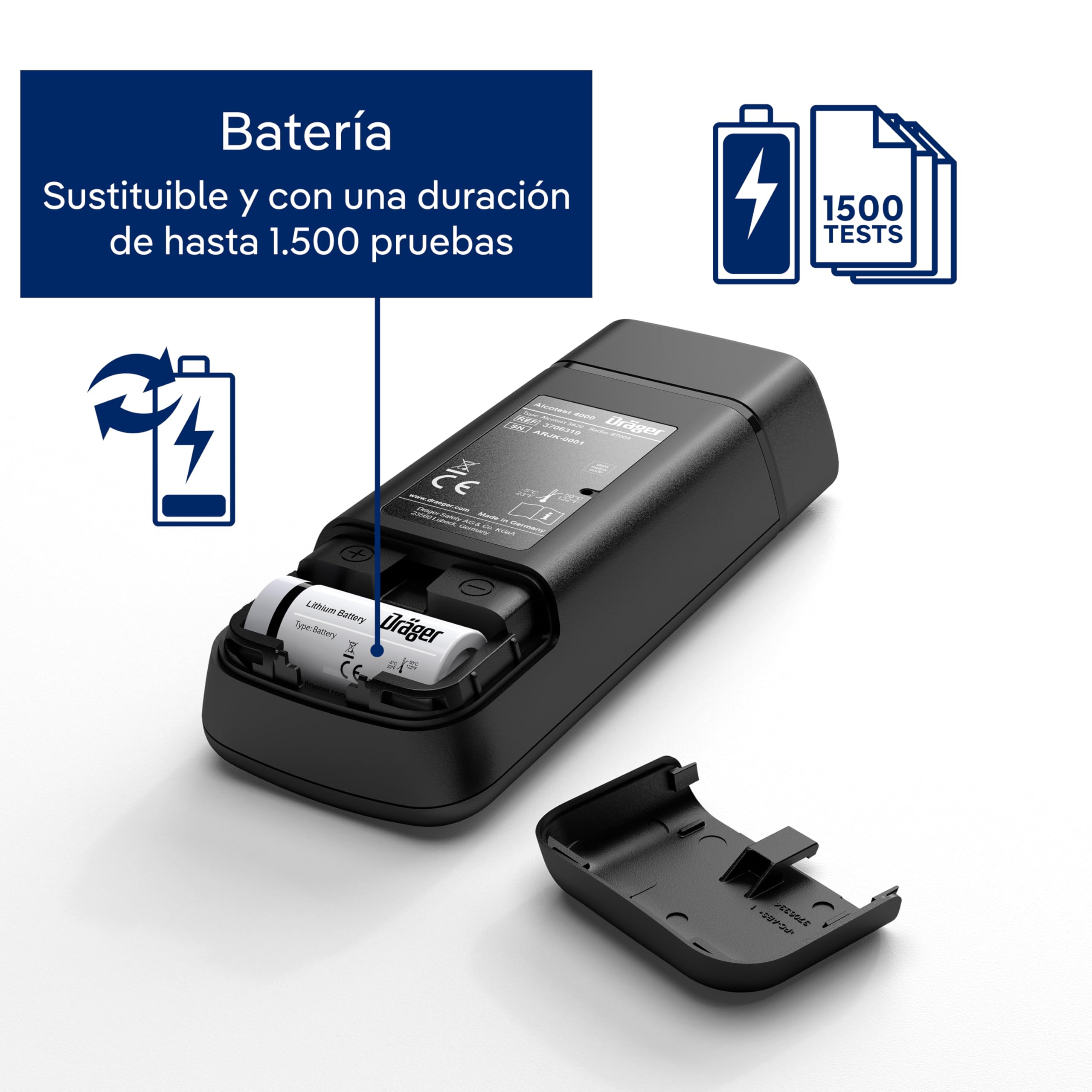 Dräger Alcotest 4000 | Alcoholímetro Digital Profesional confiable | Probador portátil de Alcohol multilingüe y recargable | Medidor Oficial de policía
