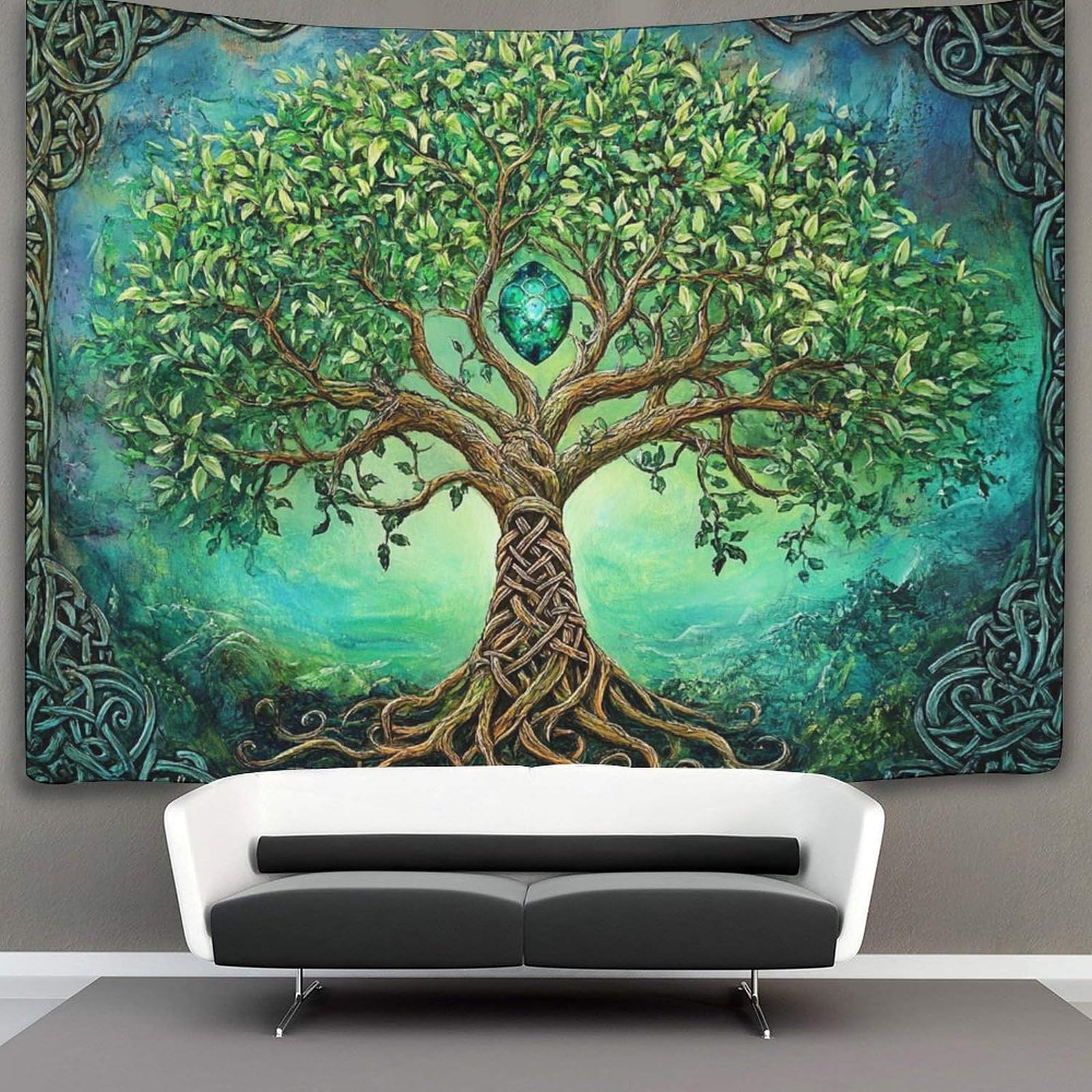 Kaiyun Style-2 Tree Of Life Tapestry Wall Hanging,Viking Runes Tapestries Wall Tapestry Decor For Living Room Bedroom Dorm 130Cmx150cm