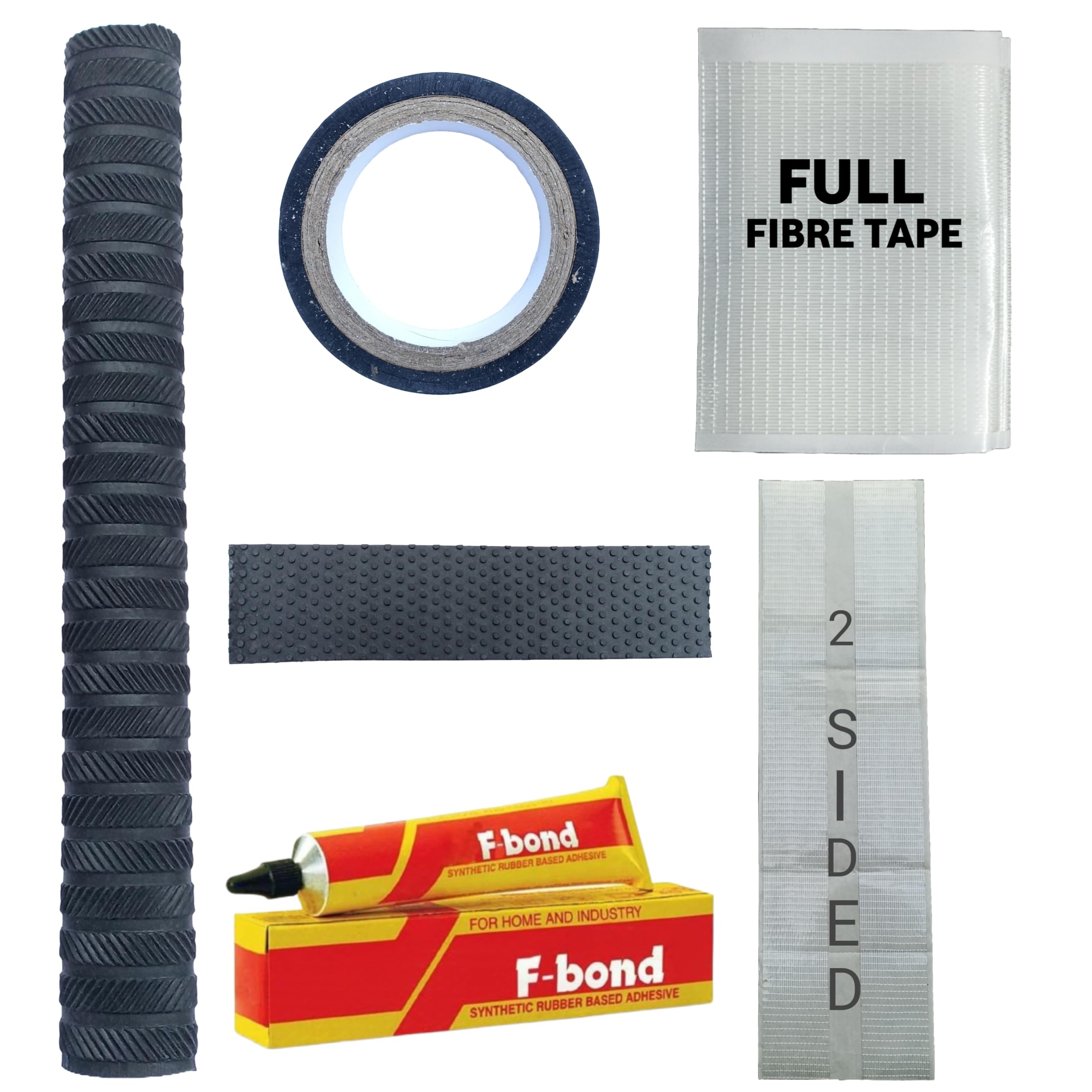 Rai & Gen Cricket Bat Grip, Toe Guard with Adhesive, Wrapping Tape for Bat Handle With Bat Grip, Anti-Scuff & Anti-Crack 1 Pices Full Fibre & 1 Pices 2-Sided Fiber Tape Sheet Combo (Pack Of 5)