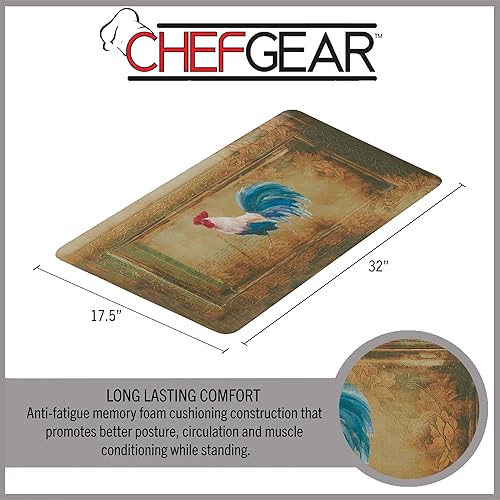 Miniatura 4 de Chef Gear - Tapete de cocina antifatiga, diseño novedoso, acolchado cómodo tapete de chef para alivio de pie y soporte, antideslizante, 17.5 x 32