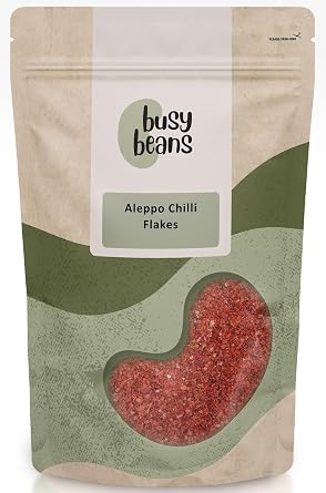 Aleppo Chilli Flakes Pul Biber 100g   Turkish Pepper Flakes, Mild Chilli Seasoning, Middle Eastern Spice for Salads, Mezze, Vegetables & Cooking   Busy Beans