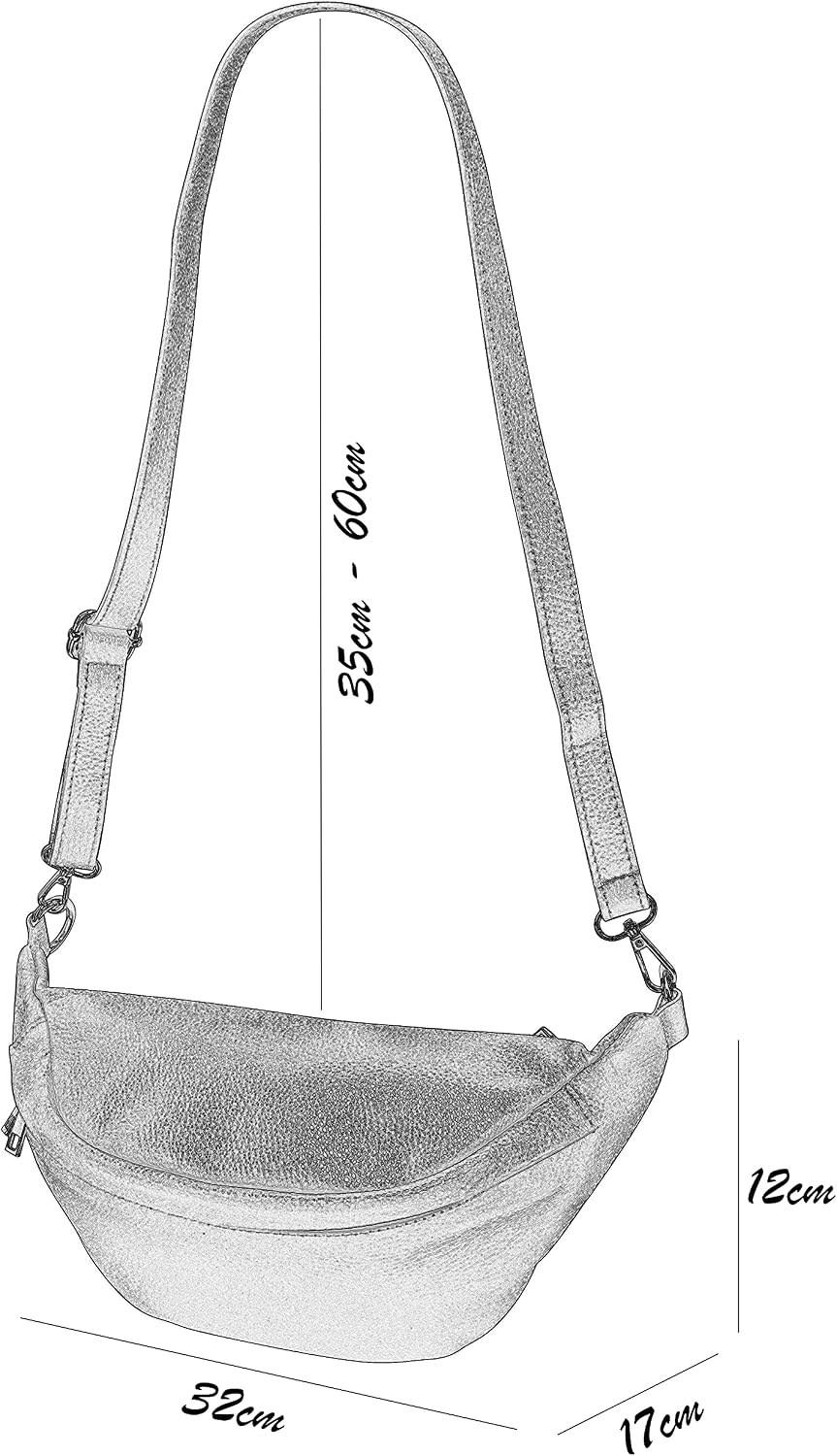 SH Leder ® Marie G528 Real Leather Waist Bag for Women Men Unisex Belt Bag for Festival Travel Bum Bag Medium Crossbody Bag Women Leather Bag 32 x 17 cm - Image 5