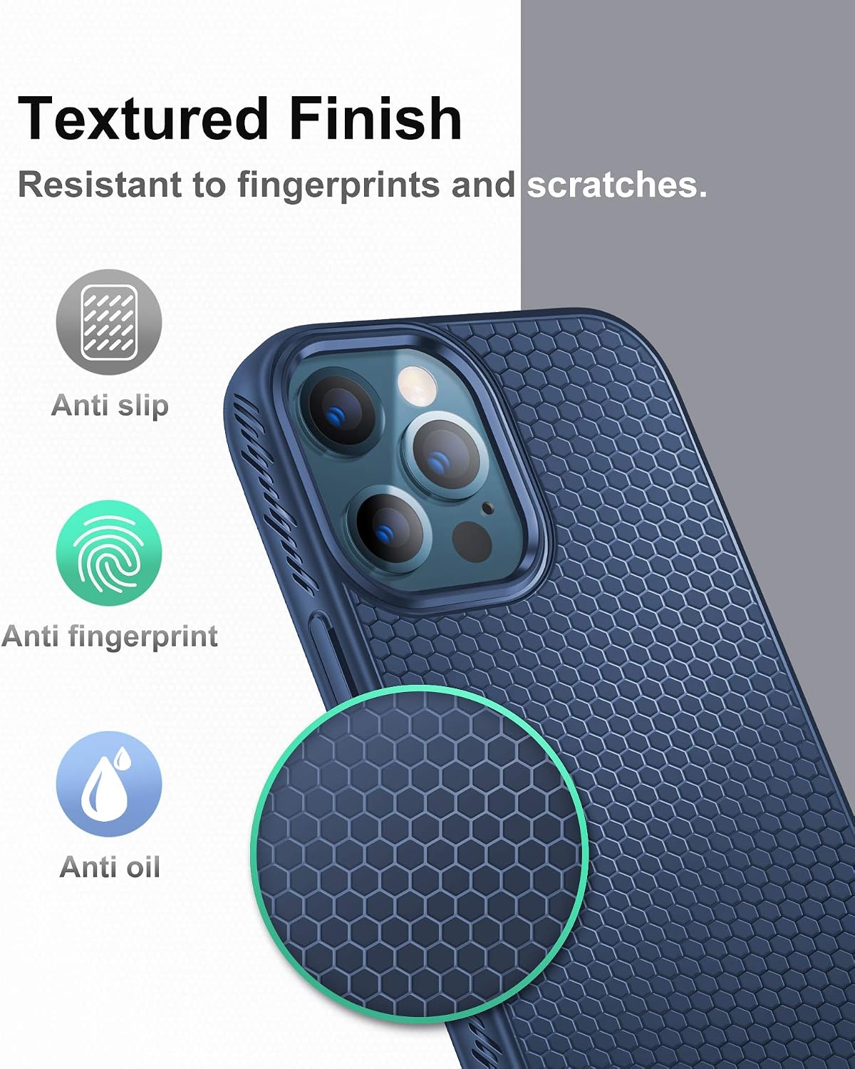MOBOSI Rock Compatible with iPhone 12/iPhone 12 Pro Case, Slim Fit Lightweight Protective Cover Shockproof Matte Case Compatible with iPhone 12 6.1 Inch (2020 Release), Blue