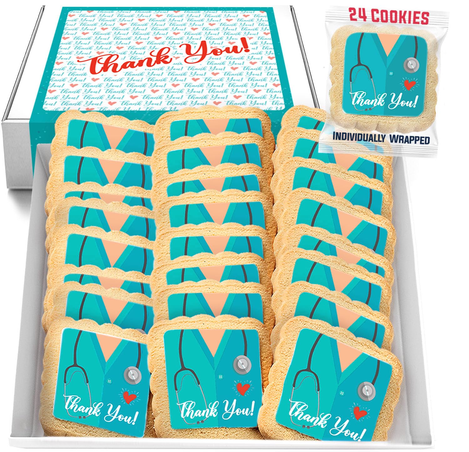 Thank You Doctor Nurse Cookies 24 Pack Themed Cookies Individually Wrapped | Healthcare Worker Appreciation Medical Staff