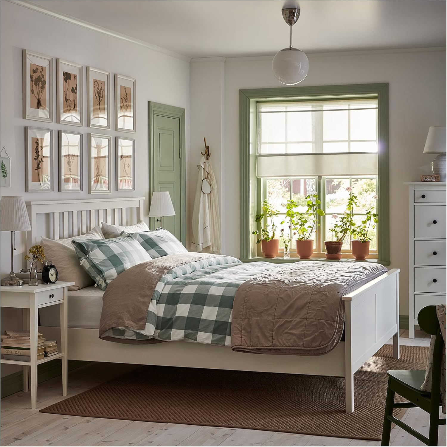 ProTuning HEMNES Bed Frame in a bedroom with green accents