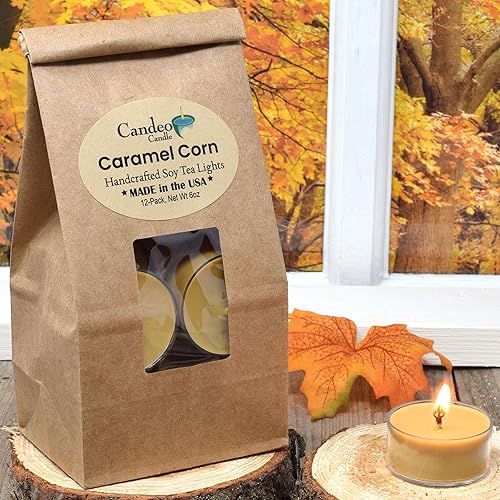 Miniatura 19 de Maple Cinnamon Pumpkin Scented - 12 Pack - Scented Tealight Candles - Soy Beeswax Blend - Handmade in The USA - Candeo Candle - Fall Scents