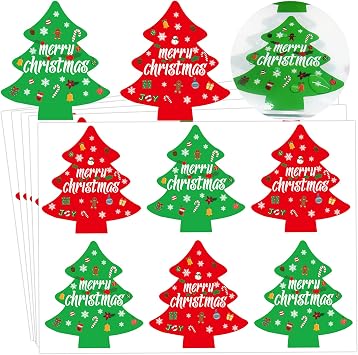 Christmas Elements Tree Seal Stickers 2.3 X 2.5 inch Merry Christmas Holiday Gift Tags Labels for Bags,Envelopes,Cards,Arts,Crafts Decorations 320 pcs