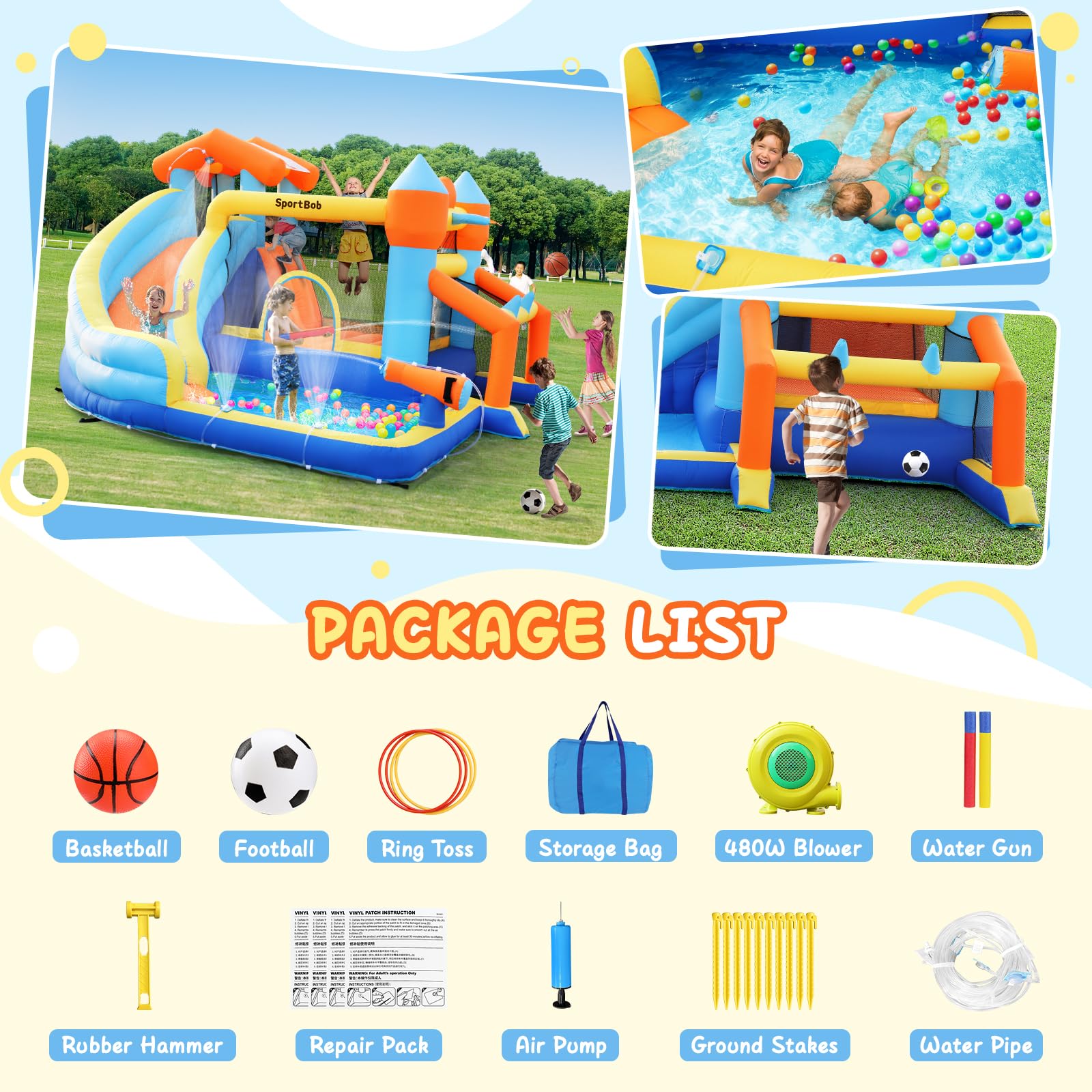 Castillo Hinchable para Niños, Interior y Exterior