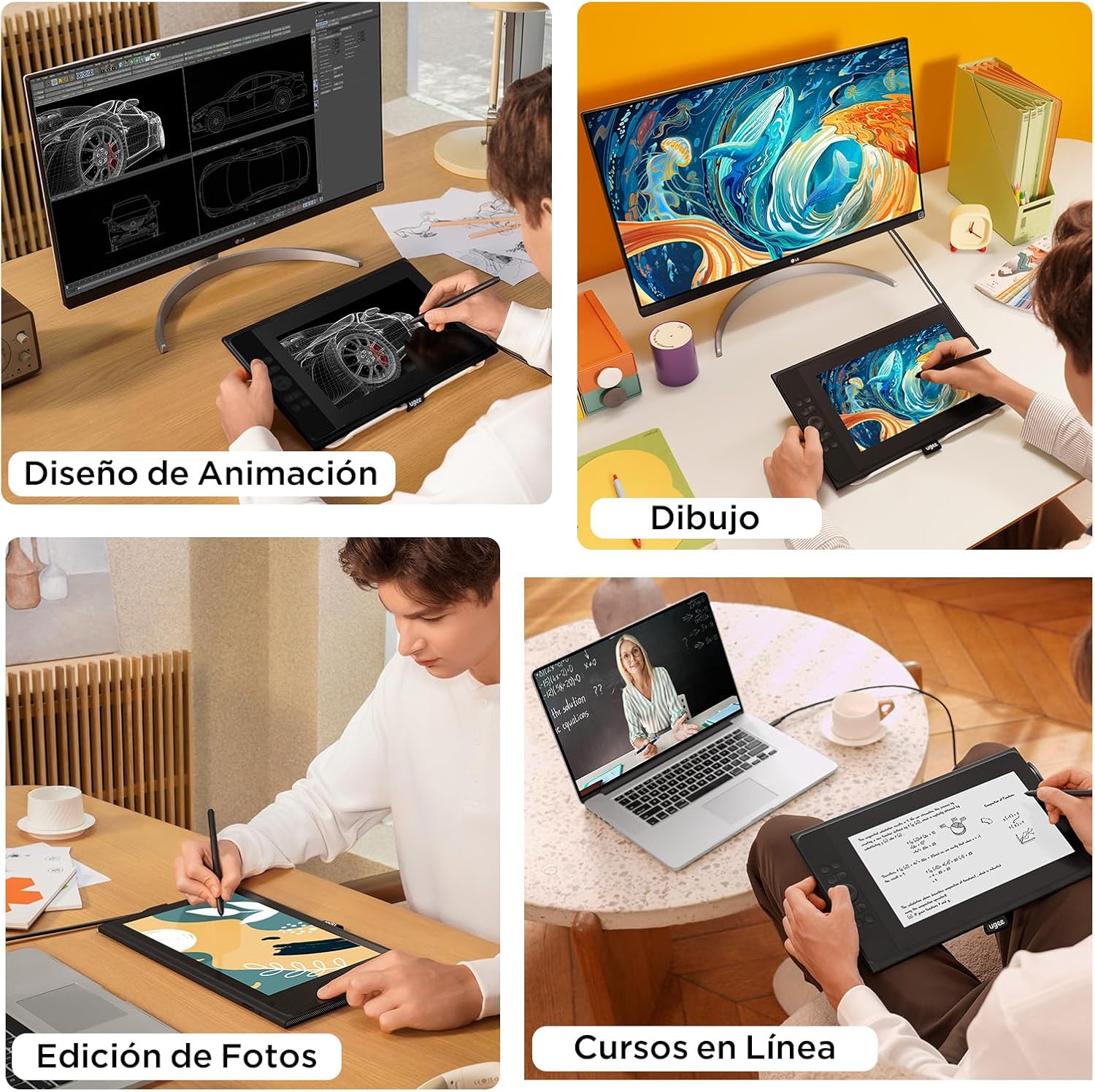 Graphics Tablet with Screen UGEE UE12 Plus 11.9 Inch, Pen Display with Full-Laminated Screen 147% RGB Colour Gamut, Drawing Monitor with Scroll Wheel and 8 Shortcut Keys for Windows/Mac/Android