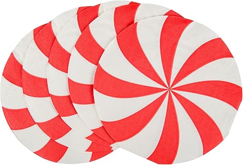 Miniatura 8 de Servilletas de papel de Navidad, 100 servilletas desechables de caramelo de menta redondas, piruletas de Navidad, decoración de vajilla, servilletas