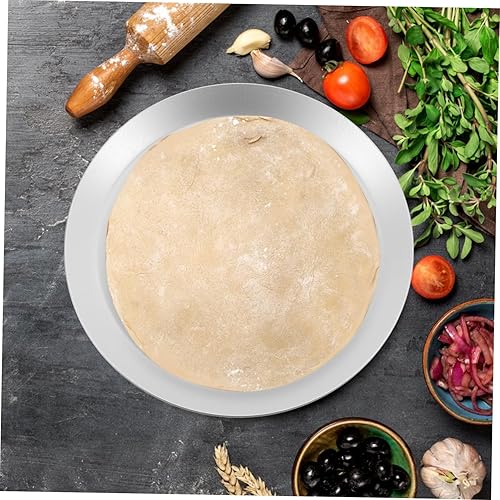 Miniatura 6 de Hemoton Bandeja de pizza de aluminio para pizza de queso y pizza, bandeja de hornear de acero inoxidable, bandeja de pizza antiadherente, bandeja