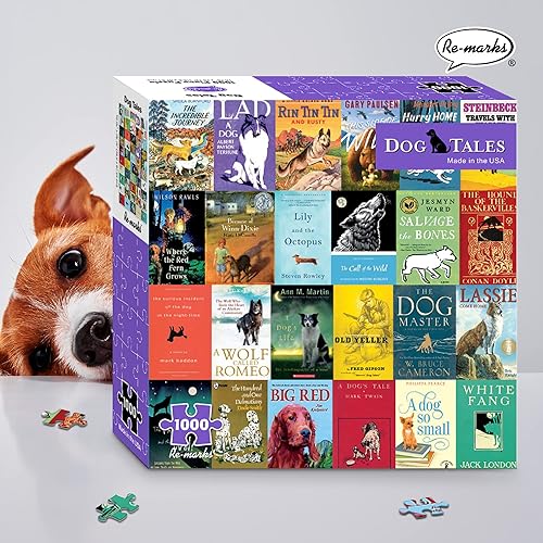 Miniatura 5 de Re-marks Rompecabezas literario de collage "Dog Tales", rompecabezas de 1000 piezas para todas las edades